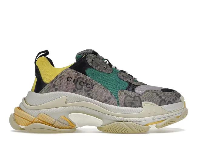 Gucci x Balenciaga The Hacker Project Triple S Beige Green Yellow 681067UMO20 9766