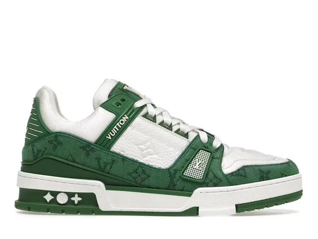 Louis Vuitton Trainer Green Monogram Denim White 1A9JHV