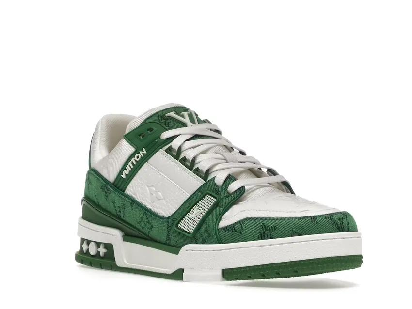 Louis Vuitton Trainer Green Monogram Denim White 1A9JHV