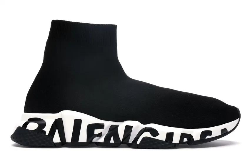 Balenciaga Speed Graffiti Trainers Black White 605972W05GE1015 / 645334W2DB71015