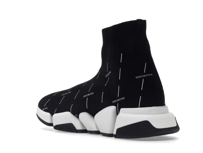 Balenciaga Speed 2.0 Black White Logo 645421W2DBT1090