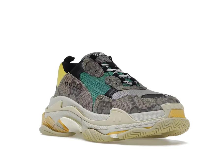 Gucci x Balenciaga The Hacker Project Triple S Beige Green Yellow 681067UMO20 9766