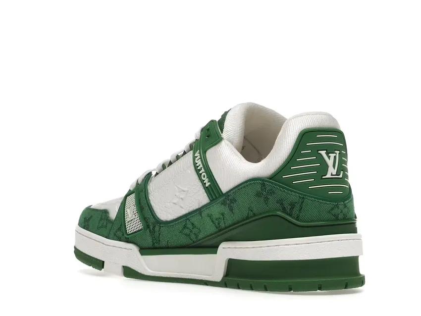 Louis Vuitton Trainer Green Monogram Denim White 1A9JHV