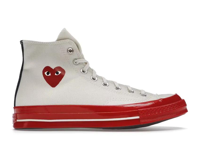 Converse Chuck Taylor All-Star 70 Hi Comme des Garcons PLAY Egret Red Midsole A01794C