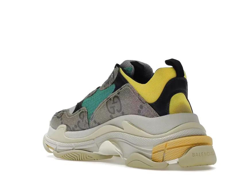 Gucci x Balenciaga The Hacker Project Triple S Beige Green Yellow 681067UMO20 9766