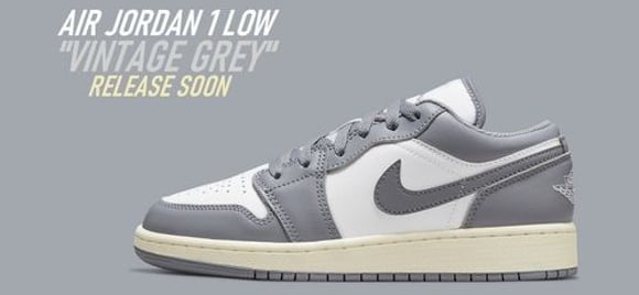 The Air Jordan 1 Low khoác lên mình chiếc áo "Vintage Grey" | KICKSPLANET