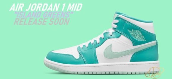Xuất hiện hình ảnh chi tiết của Air Jordan 1 Mid "xanh bạc hà" | KICKSPLANET