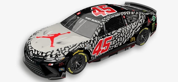 Jordan hợp tác cùng 23XI Racing Wrap Kurt Busch’s No. 45 | KICKSPLANET