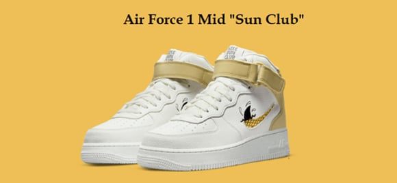 Lại xuất hiện thêm một biến tấu khác đến từ logo Nike xuất hiện trên Air Force 1 Mid “Sun Club”?? | KICKSPLANET
