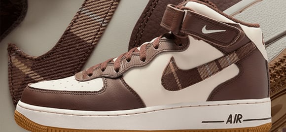 Nike nhá hàng sản phẩm Air Force 1 Mid In Brown Plaid mới!! | KICKSPLANET