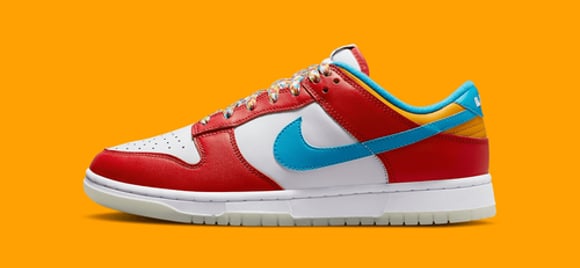 Những hình ảnh chính thức đầu tiên của The LeBron James x Nike Dunk Low “Fruity Pebbles” | KICKSPLANET